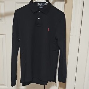 Ralph Lauren Polo Shirt in Black with Red Logo Custom Fit